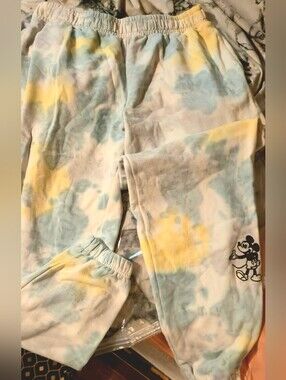 Disney Tie-Dye Sweatpants with Mickey Graphic - Blue & Yellow